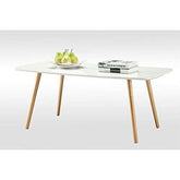 Fast Furnishings White Mid-Century Coffee Table Wood Legs